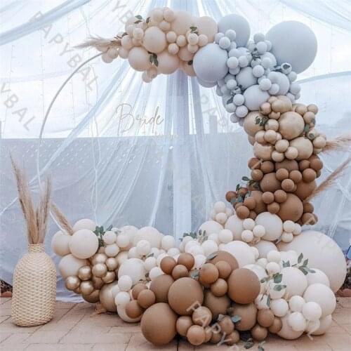 249Pcs Macaron Blue Balloon Arch Garland Kit Skin Color Brown Latex Balloons Set For Wedding Party Decoration Birthday Globos