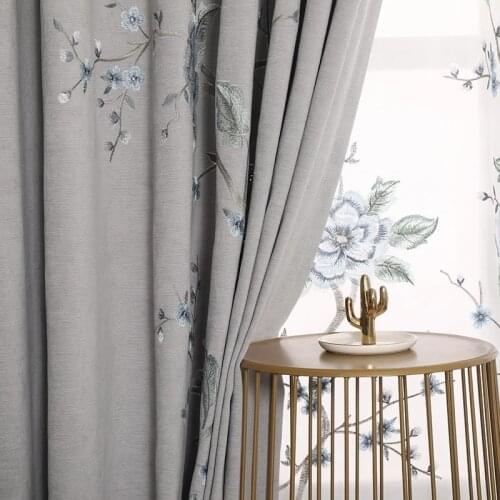 Chinese Style Single-sided Cashmere Embroidered Bedroom Curtain Fabric Product Customization Curtain for Living Room