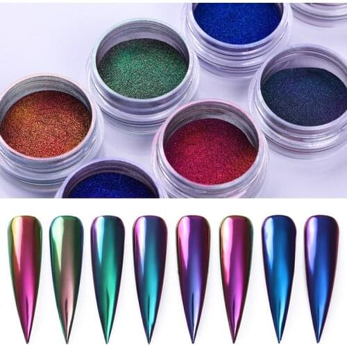 0.2g/Box Chameleon Mirror Laser Nail Glitter Powders Auroras Effect Nail Art Chrome Pigment Dust DIY Design Decoration