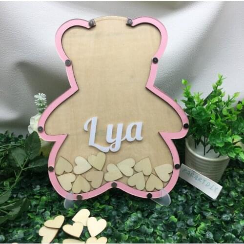 Personalized bear-baptism communion birthday sign-memory Drop Box, Baptism Guest Book Alternative, Baby Shower Wishes Guest Book