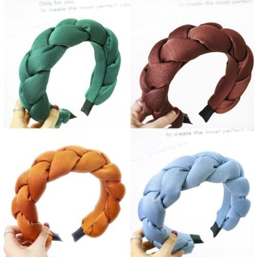 Popular Sponge Braided Headband Solid Color Twisted Hairband for Women Ladies Headdress Headpiece Accessories