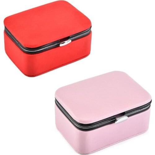 Portable Jewellery Case PU Leather Small Travel Jewelry Display Box Grids Storage Necklace Earrings Organizer