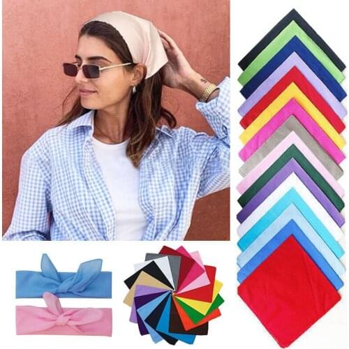 Solid Color Bandana Hair Bands for Girls Women Kids Unisex Square Scarf Turban Headband Square Hair Scarf Hair Accessories