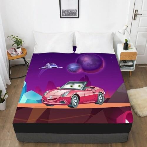 Car Cartoon Kids Elastic fitted sheet bed sheet With An Elastic Band 150x200 Mattress Cover Bed cover for children baby star