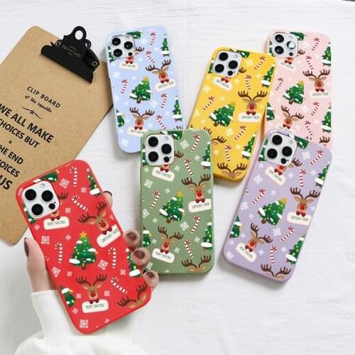 Christmas Gift Case For iPhone 12 11 13 Pro Max mini SE 2020 7 8 6 6S Plus 5 S X XR Xs Max Candy Color Silicone Cover Fundas Bag