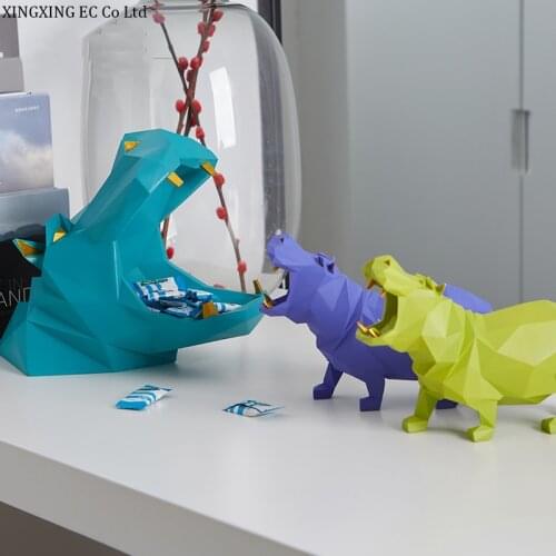 Modern Animal Hippo Home Decoration Accessories Coffee Table Candy Box Entrance Key Nordic Simple Storage Box Furnishings