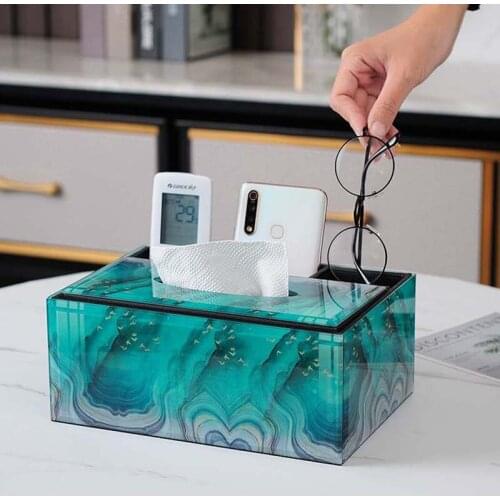 Glass Tissue Boxes Nordic Style Multi-functional Simple Light Luxury Paper Box Creative End Table Remote Control Storage Case