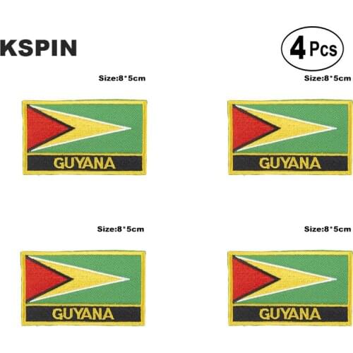 Guyana Rectangular Shape Flag Iron on Saw on Patches Embroidered Flag Patches National Flag Patches for Clothing