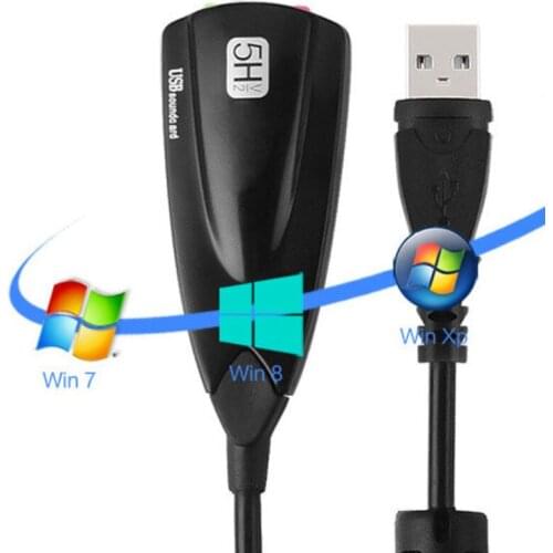 External USB Sound Card 7.1 Adapter 5HV2 USB To 3D CH Sound Antimagnetic Audio Headset Microphone 3.5mm Jack for Laptop PC