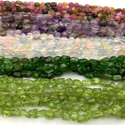 Veemake Diopside Morganite Amber Apatite Chrysocolla Chrysoprase Peridot Aquamarine Necklace Bracelet Irregular Nugget Beads