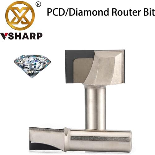Tideway 1/2 Shank Diamond Cleaning Bottom End Mill Woodworking Cutter Slotter Machine CNC Engraving Tool PCD Router Bit