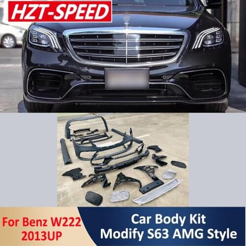 W222 Modify AMG Style Car Body Kit PP Unpainted Front Rear Bumper Side Skirts Full Set For Benz S320 S350 S450 S500 S680 2013 Up
