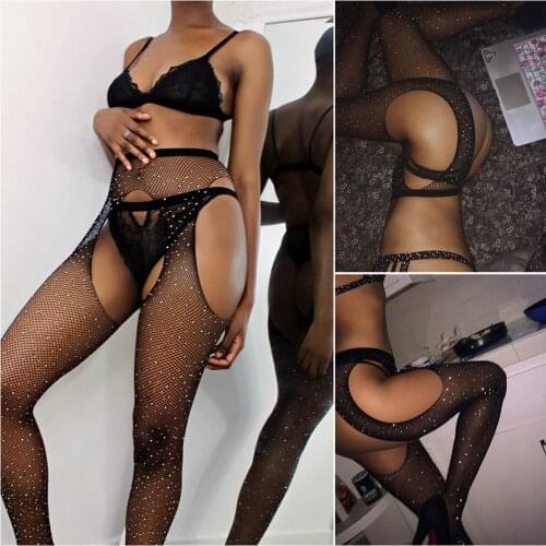 Women Tights with rhinestones Pantyhose Sexy Stockings for Sex Mesh Tights Fishnet Stockings Fishnets Underwear Winter Diamond