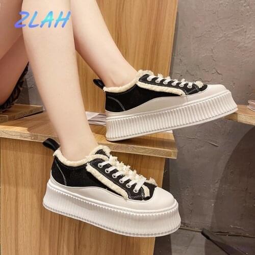 Womens Sports Shoes Fashion Shoes Zlah Casual Flat Shoes New Comfortable Womens Vulcanized Platform Shoes Women Pumps