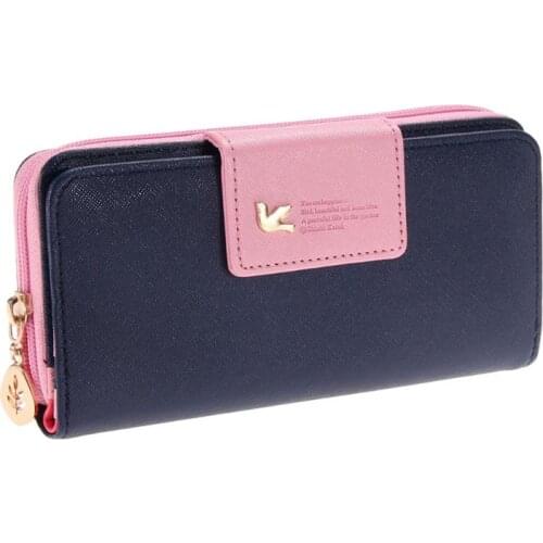 Casual Solid Color Long Wallet Clutch For Women Simple Fashion Coin ID Card Holder Purse Ladies Retro PU Leather Phone Purse