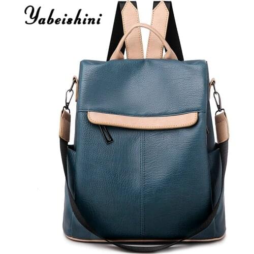 Women Anti-theft backpack Light color leather backpack for women Shoulder Bag New high quality ladys travel Backpack school bags