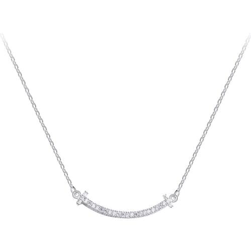 Queen Lotus Brand Korean Smile Necklace for women chain pendant AAA Zircon choker jewelry collar concha