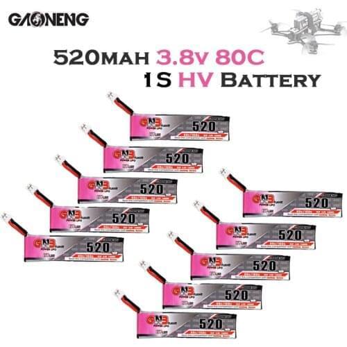 10PCS 3.8V GNB 520mAh 80C HV Lipo 1s Battery with PH2.0 Plug For Emax Tinyhawk Kingkong LDARC TINY GaoNeng RC Drone Lipo Battery
