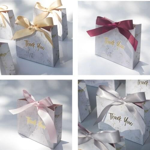 10Pcs Creative Mini Marble Gift Bag Box Birthday Party Baby Shower Wedding Valentine Favours Chocolate Candy Paper Gift Boxes