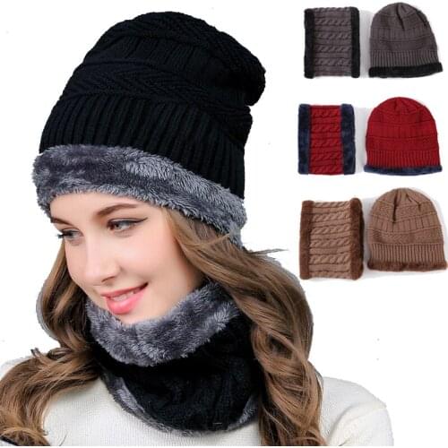 2pcs Hat Scarf Combination Womens Cap Winter Hats Mens Baseball Cap Balaclava Windproof And Warm Outdoor bucket hat Beanie
