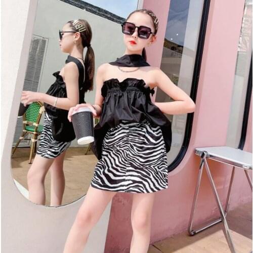 2021 Korea style girls ruffles shirt fashion cotton summer girls blouse 5-10t B53