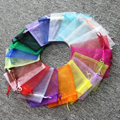 500pcs Organza Drawstring Bags 5x7 7x9 9x12 10x15cm Christmas/Wedding/BirthdayJewelry/Gift Packing Drawstring Bags Free Shipping