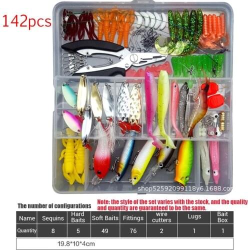 75/94/122/142pcs Fishing Lures Set Mixed Minnow Spoon Lure Soft Lure Fishing Accessory In Box Artificial Bait Fishing Tackle Kit