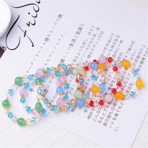 Natural Multicolor Match green Chalcedony Crystal Bracelets Beads Girls Rainbow colors Bracelet Single lap Jewelry Accessorie