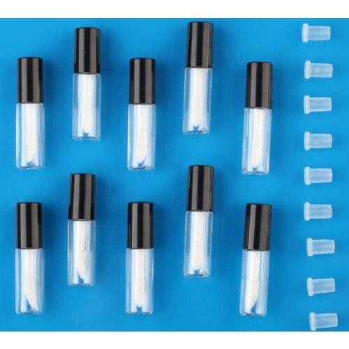 10pcs 1.2ml black mini plastic transparent lip gloss tube with lid lip gloss bottle container liquid bottle sample cosmetic con