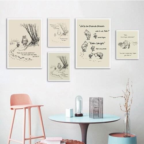 Winnie the Pooh cartoon simple family decorative painting hight quality canvas painting Art Decor No Frame o811