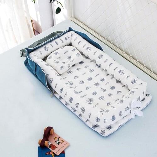 Baby Nest Bed Portable Crib Travel Bed Washable Travel Bedding Cotton Foldable Newborn Protection Sleeping Bassinet for Baby