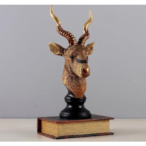 HOME DECOR RESIN DEER HEAD ORNAMENTS HOME DECORATION ACCESSORIES DEER FIGURINES ELK ANTELOPE MINIATURE EUROPE DESK WEDDING GIFTS