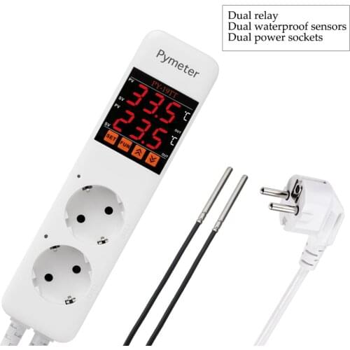 Dual Outlet Temperature controller Digital Thermostat for Home Brewing Fermentation Incubator Aquarium PY-19TT Thermoregulator