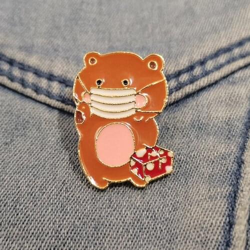 Lapel Pins Enamel Pin Brown bear Brooch Jewelry For Women Metal Clothes Badges Backpack Hat Unique Items Gift For Friends/Kids