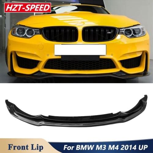 V Style Carbon Fiber Material Front Bumper Lip For BMW M3 F80 M4 F82 Car Tuning 2014 Up