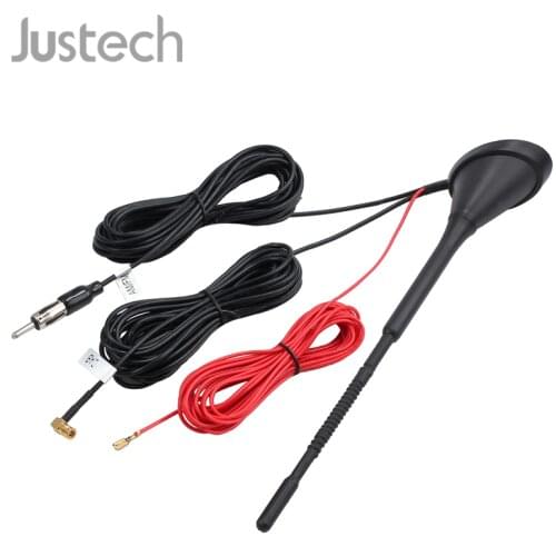 Justech 12V Universal Roof Mount Active Amplified DAB + FM Radio Car Aerial Antenna Mast With SMB (DAB) Connection