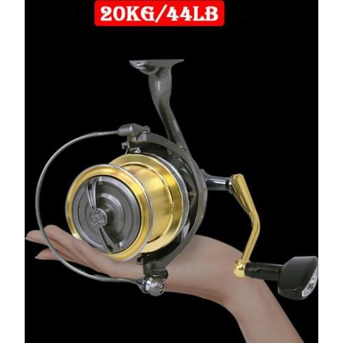 Big Spinning Reel Distant Wheel 20KG/44LB Max Drag 6+1BB All Metal Spool Wire Long Cast Spinning Fishing Reels SH10000/12000