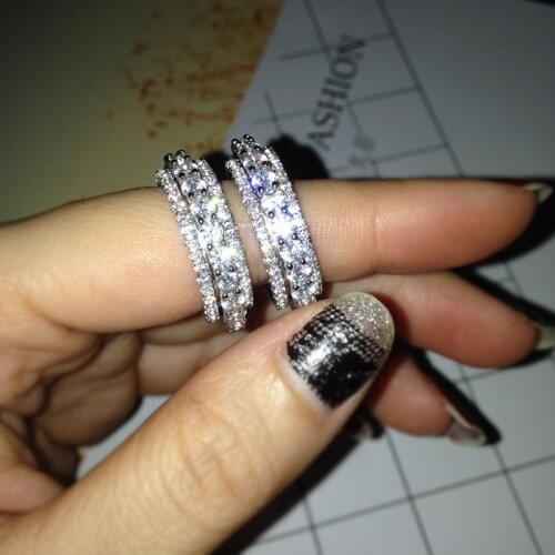 Fashion Statement Rotatable Jewelry 925 Sterling Silver ring 3 Rows 5A zircon Stone Party Wedding band Rings for women men