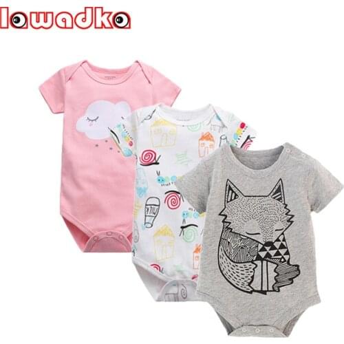 Summer Infant Baby Girls Boys Bodysuits Cotton Print Short Sleeve Bodysuit For Newborns Clothes New born 1st Birthday Jumpsuit