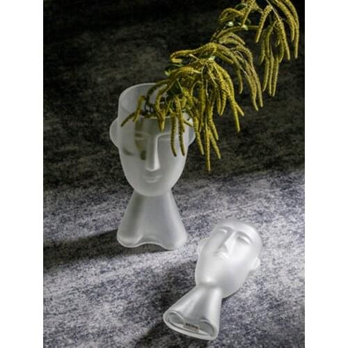 Creative Face Dried Flower Vase Transparent Glass Vasea Home Decoration Nordic Desktop TV Cabinet Water Growing Flower Arrangeme