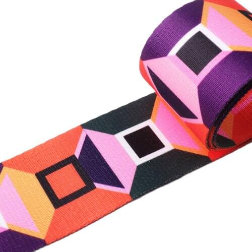 2"(50mm)Colorful Soft Webbing Geometric Pattern for Purse Bag Handbag Hat Bag Belt Woven Belt BUCKLE Straw Trim By the yard