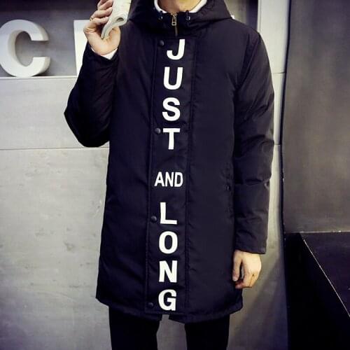 2017 New Fashion Korean Style Mans Winter Jacket Cotton-wedded Mens Long Overcoats Solid Slim Rib Cuff Printed Padded Jacket Men