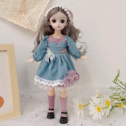 New 30cm Bjd Doll 23 Joints Movable 3D Eyes 1/6 Princess Suit Doll Fashion and Exquisite Dress Princess Girl Toy Birthday Gift