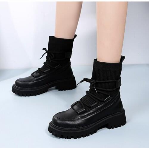New Round Head Womens Beautiful Fashion Lacing Boots Outdoor Thick Bottom Shoes Winter Snow Boots Keep Warm Boot Platform