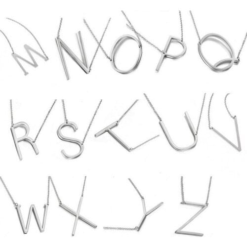 Fashion 26 Letter Necklaces Pendants alphabet 3 Color Stainless Steel Choker Initial Necklace Women Girl Jewelry chain