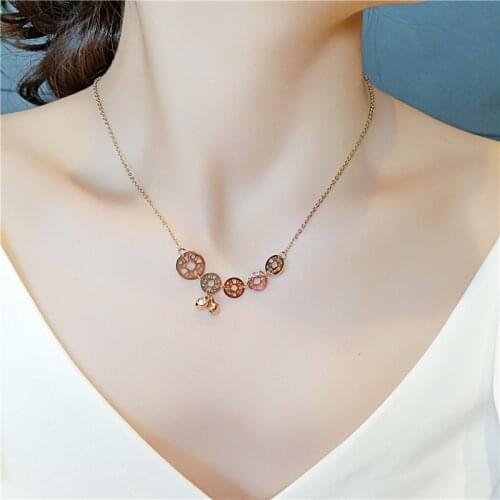 Rose gold titanium steel necklace, Vintage COINS clavicle necklaces, Sweater chain, Will not fade