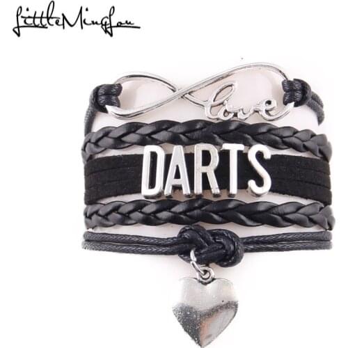 Little MingLou Infinity Love Darts bracelet heart charm sport leather wrap men bracelets & bangles for women jewelry