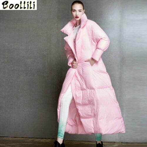 Boollili 2020 New 90% White Duck Down Jacket Women Korean Long Puffer Jacket Winter Coat Women Elegant Warm Parka