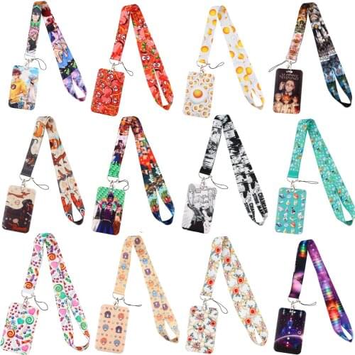 CB1000 Japanese Hot Anime Rose Neck Strap Science Lanyards ID Badge Card Holder Keychain Cell Phone Strap Student Teacher Gift