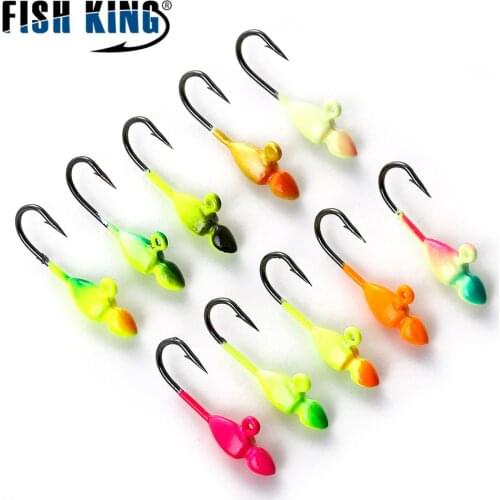 FISH KING 5PCS/PACK Fishing Hooks Barbed 1.0g 1.2g 1.7g Ice Fishhooks With Ringed For Winter Fishing Accessories